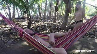 Kinky Couple Fucks Outdoor On Hammock!