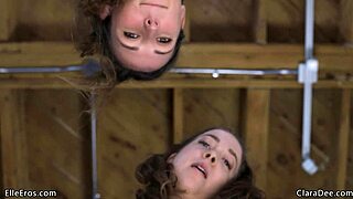 Roommates Elle Eros and Clara Dee trick you into a wild pegging spitroast threesome in POV