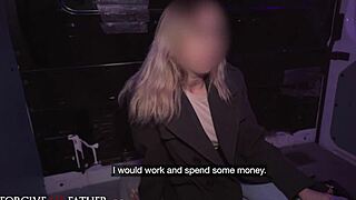 Waitress takes a break and gets picked up in a van.