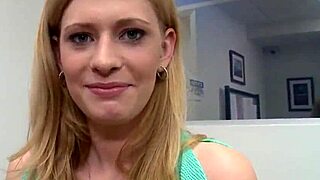 Secretary Babe Jerking Dick in Close-Up POV Action
