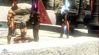 In FFXIV, a catgirl gets fucked in Limsa Lominsa with nude mods