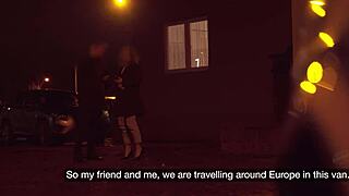 Waitress takes a break and gets picked up in a van.