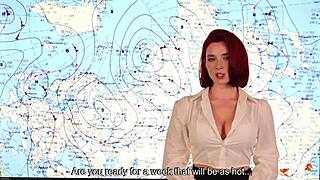 Weather forecast presenter gets slammed on live news with double cumshots POV.