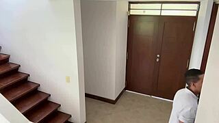 fucking my real estate client on the stairs while his fiancée checks the kitchen