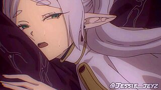 Frieren in an anime parody video