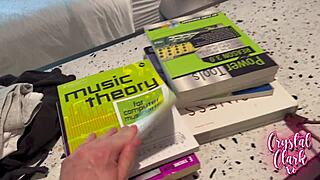 stepmom sneaks into college dorm for taboo blowjob over the desk.