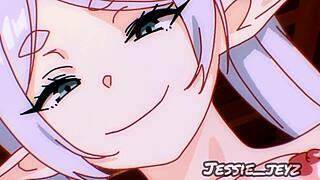 Frieren in an anime parody video