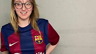 Barcelona fan gets fucked by PSG guys in stadium corridors with anal and double penetration 😈