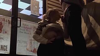 Extremely Risky Bar Blowjob! Downtown Sucking and Flashing Now!