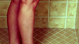 teen blonde in sensual shower casting massage