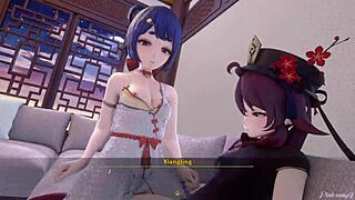 Hu Tao LESBIAN Action in Wild Anime Scene