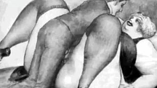 vintage illustration of erotic scenes