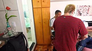 Blonde feels intense emotions backstage, having passionate sex with two monster cocks in interracial anal assfucking and cumshot scene