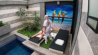 I called the blonde maid to my suite, and she sucked me off until I came in her mouth.