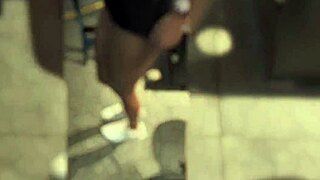 Skinny brunette gags on blowjob, clothes ripped for tight pussy orgasm.