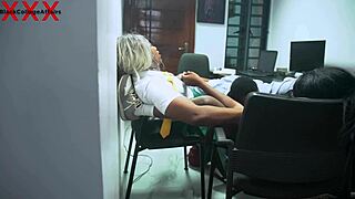 lucky teacher, we’re giving you hot office sex for better grades! two naughty coeds serve monster cock action just for you, subscribe to red for full videos now