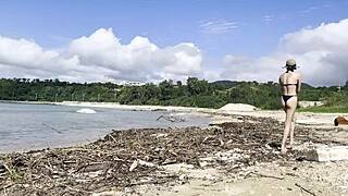 Cleaning natural beach at Pacific Ocean 🌊