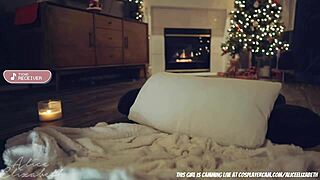 santa brought a naughty webcam slut for cosplay fingering fun