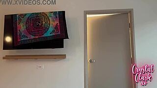 stepmom sneaks into college dorm for taboo blowjob over the desk.