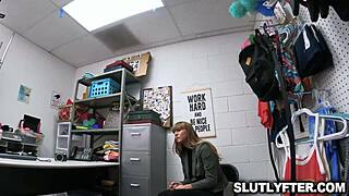 The store employee got punished for stealing, involving sex with a monster cock.