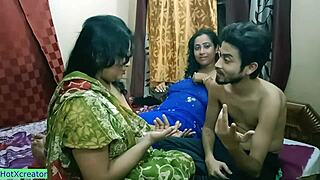 Bhabhi and hot stepmom banged in wild Hindi threesome
