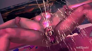 dominant cowgirl with boobjobs rides and squirts in hentai sex