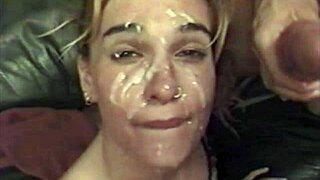 Rare cumshot facials with slapping