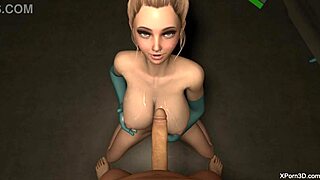 3D Hentai: Busty Blonde Sucks Huge Cock in Deepthroat POV