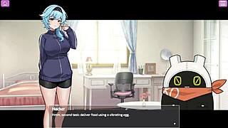 I-I saw that busty delivery worker's big tits exposed with toys, it was so hot in the anime hentai game