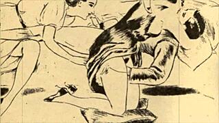 vintage illustration of erotic scenes