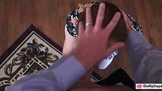 small tits teen babe interacts with stepdad in family scenario