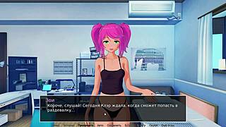 Japanese slut gets deepthroat and hairy pussy pounded in HS Tutor gameplay part 34.