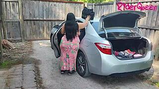 Hey stepmom, wanna get wild outdoors in the car with me?