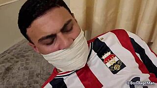 two football player boyfriends captured and tied up together