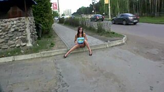 perfect european cuties flashing their perky tits and tight pussies in public