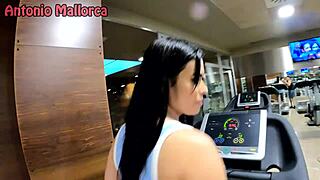 Huge ass Brazilian babe gets fucked hard in gym!