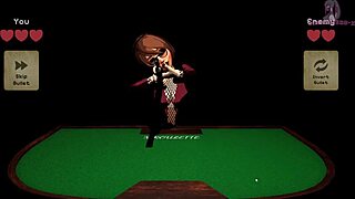 X Roulette 2 Doggy On Table With Bukkake Squirting!