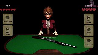 X Roulette 2 Doggy On Table With Bukkake Squirting!