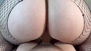 Watch her get pounded doggy style up close.