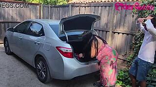 Hey stepmom, wanna get wild outdoors in the car with me?