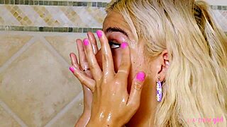 adorable blonde, uh, just showered n’ got all cute on sofa