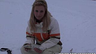 I paid this busty blonde skier to bang at the lodge!