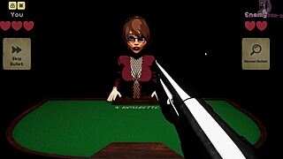 X Roulette 2 Doggy On Table With Bukkake Squirting!