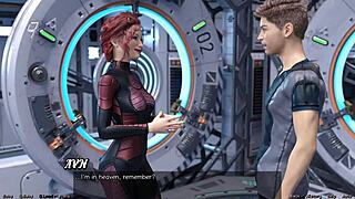 in stranded in space 95, character holds hands with asian scientist milf on dating adventure