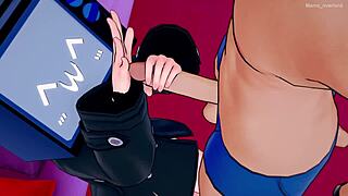 TV woman wants sex before sleeping in anime parody