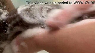 petite blonde step sister gets towel in bathroom