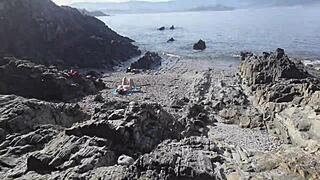 Exhibitionist FLASHES DICK to Nudist Milf, She Sucks on Beach!