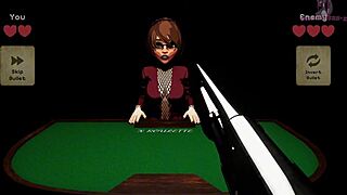 X Roulette 2 Doggy On Table With Bukkake Squirting!