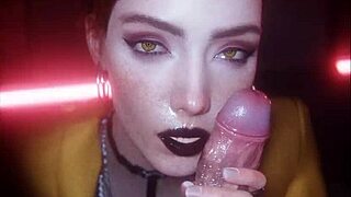 Cyberpunk best of Panam, Judy, and Aurore in group blowjob and creampie threesome