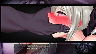 Game scene with noble-minded monster girl knightess trapped